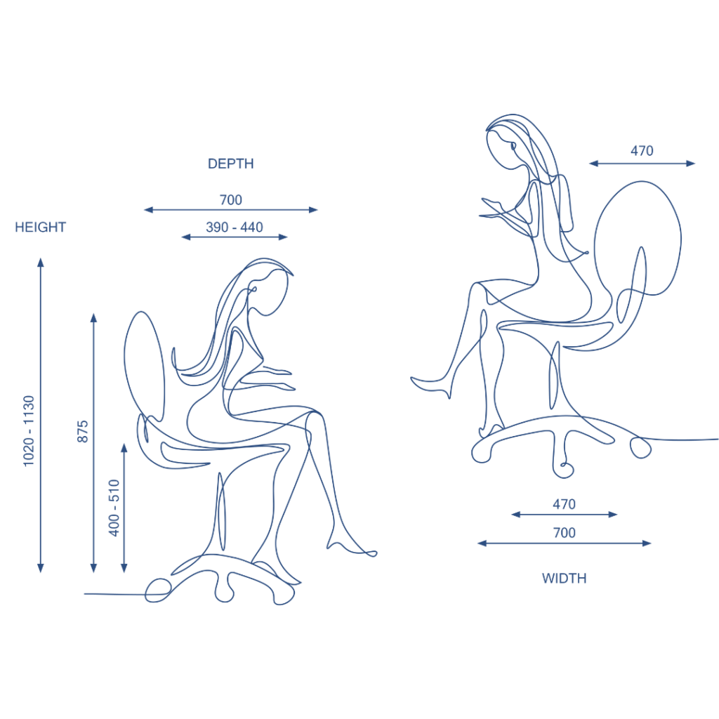 Right height and width sizes for chair