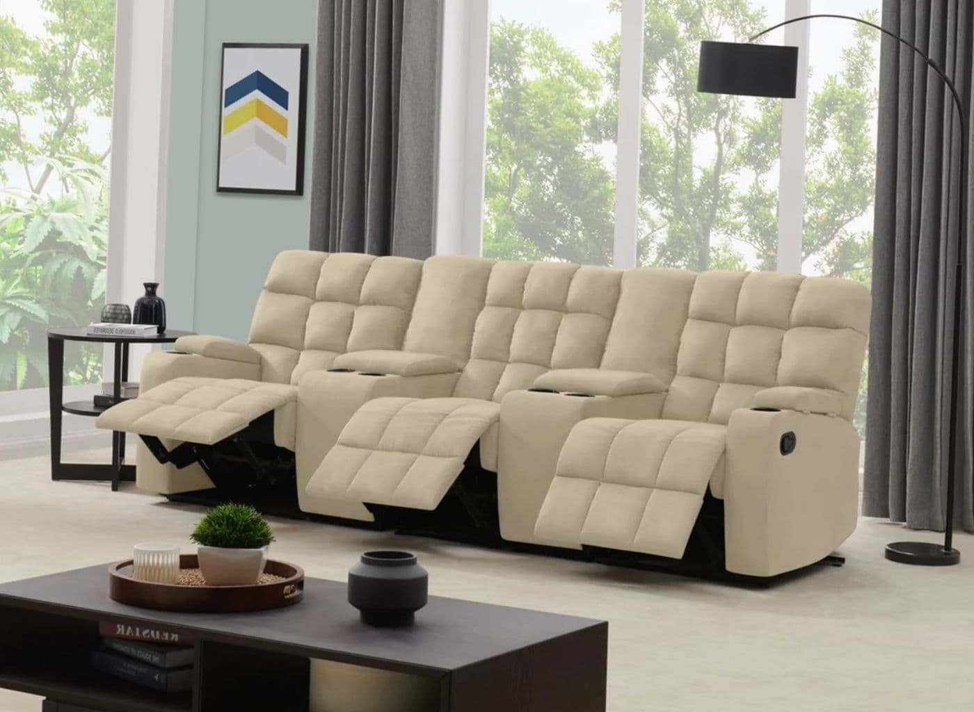 3-seat Recliner Sofa with Storage