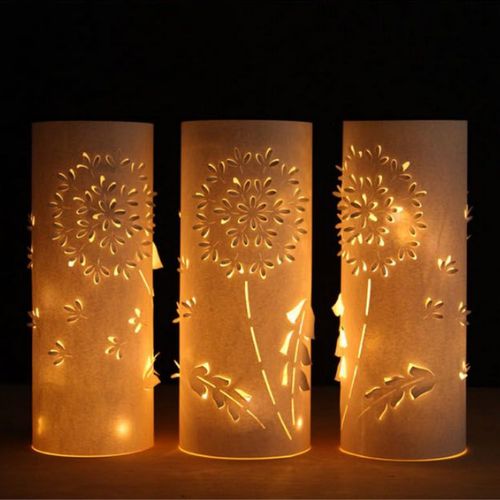 stenciled design paper lanterns