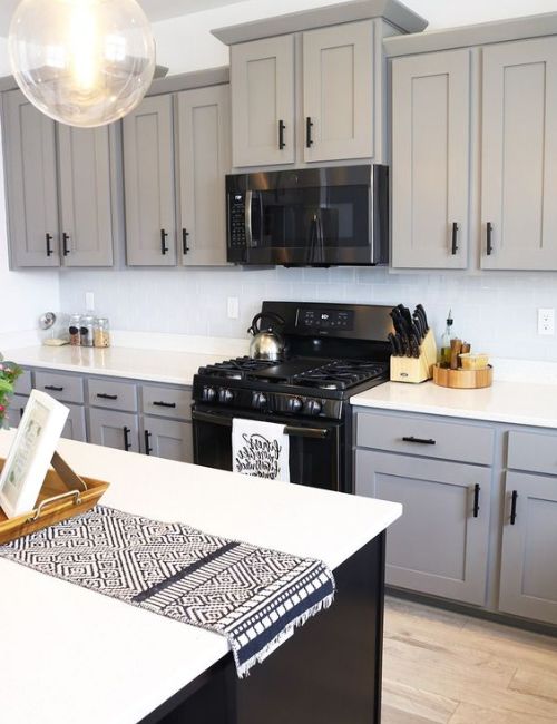 mix of beige and grey kitchen