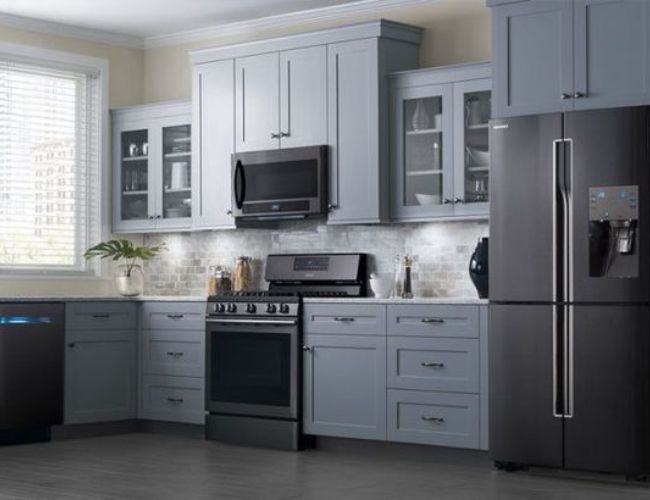 slate-grey cabinets