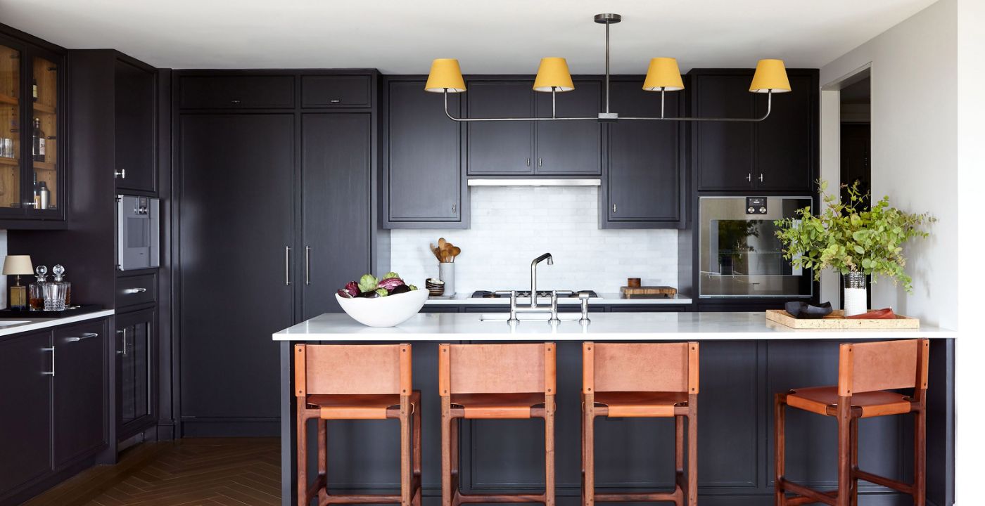 kitchen with black appliances