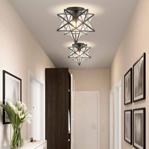 hallway with star-shaped flush mount ceiling lightst