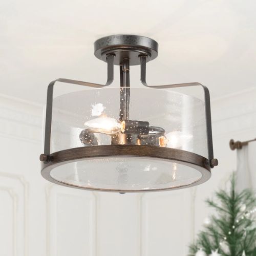 semi-flush mount glass light