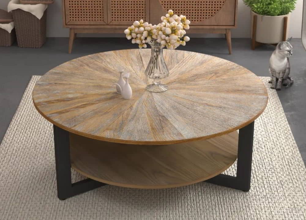 Natural wood grain coffee table