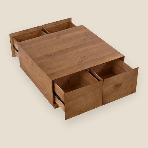 square coffee table with drawers