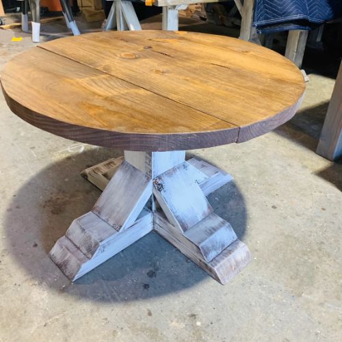 round rustic coffee table
