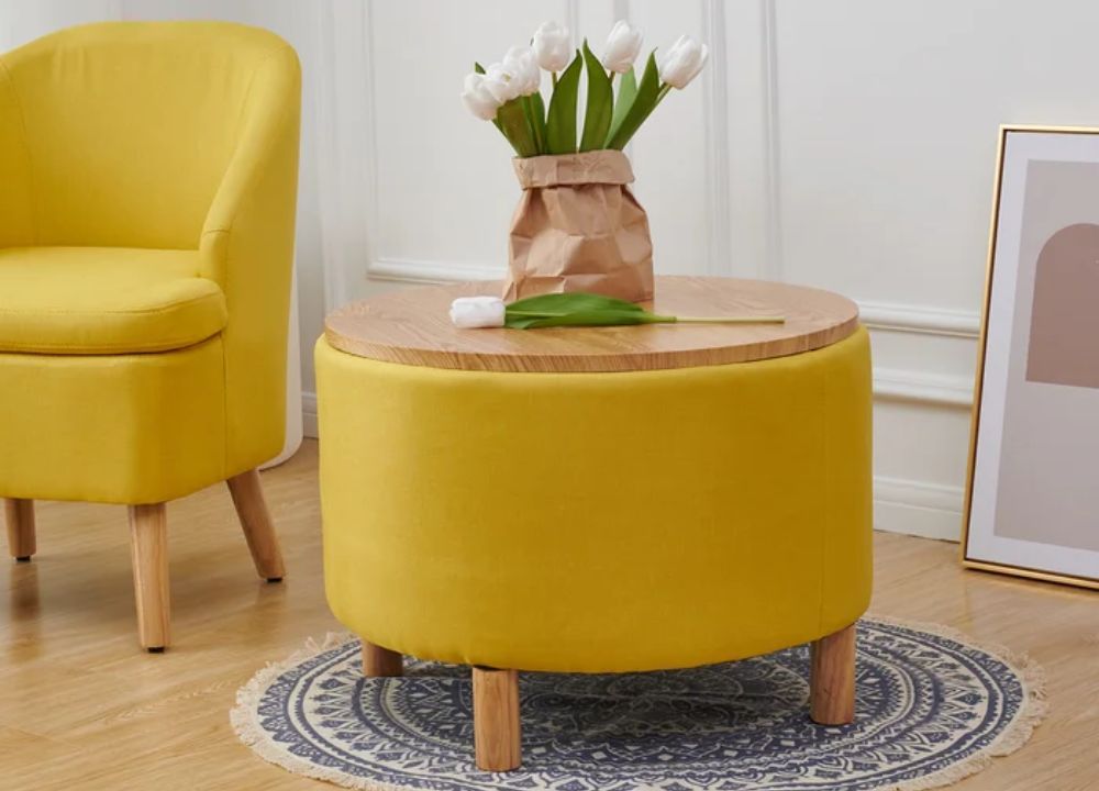 Colourful Round Coffee Table with Deep Storage