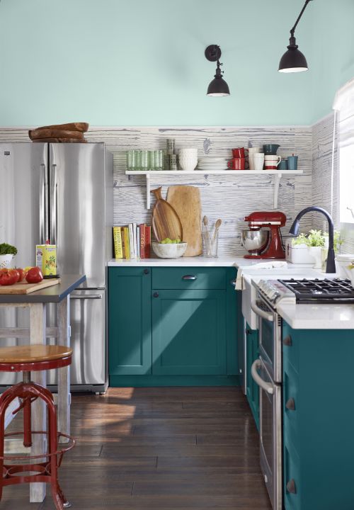 Aqua and Turquoise Kitchen Cabinets