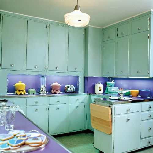 Turquoise Cabinets with Purple