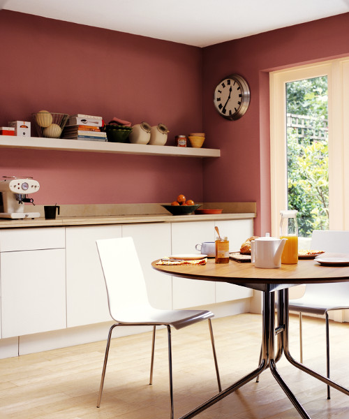 blush pink paint for kitchen with white cabinets