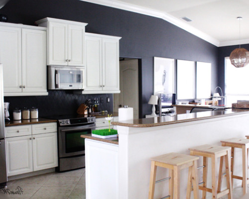 charcoal paint for kitchen with white cabinets