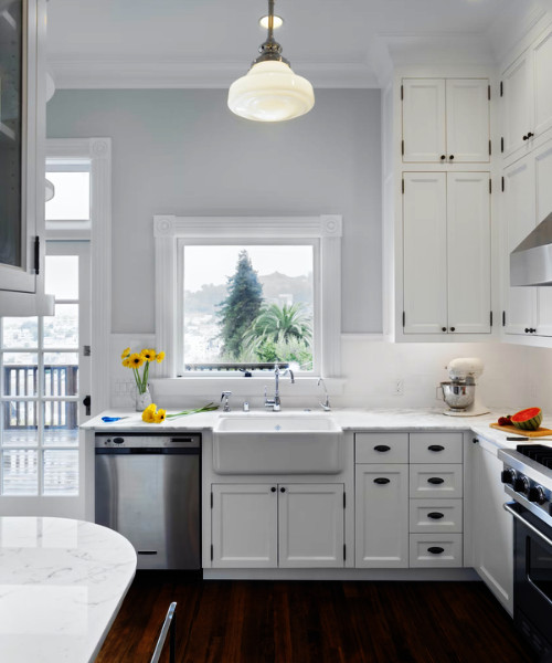 gray paint for kitchen with white cabinets