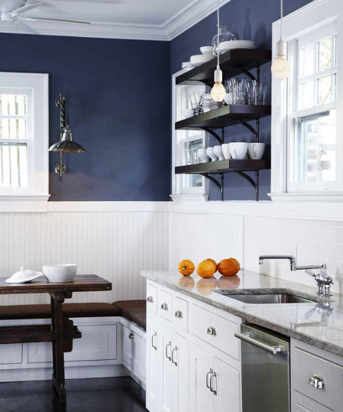 navy paint for kitchen with white cabinets