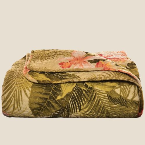 tropical orchid quilted throw