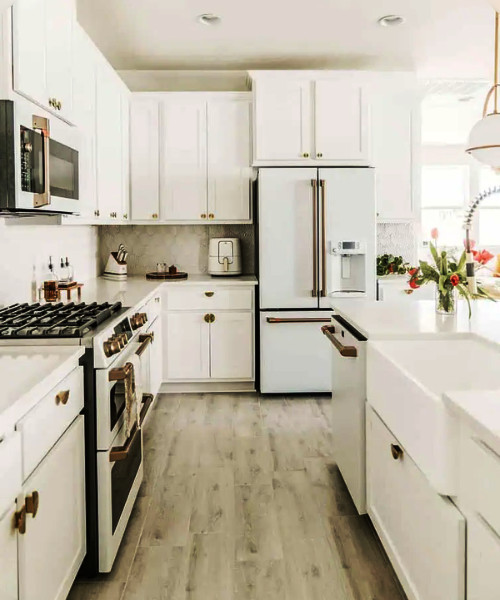 white kitchen color with white appliances